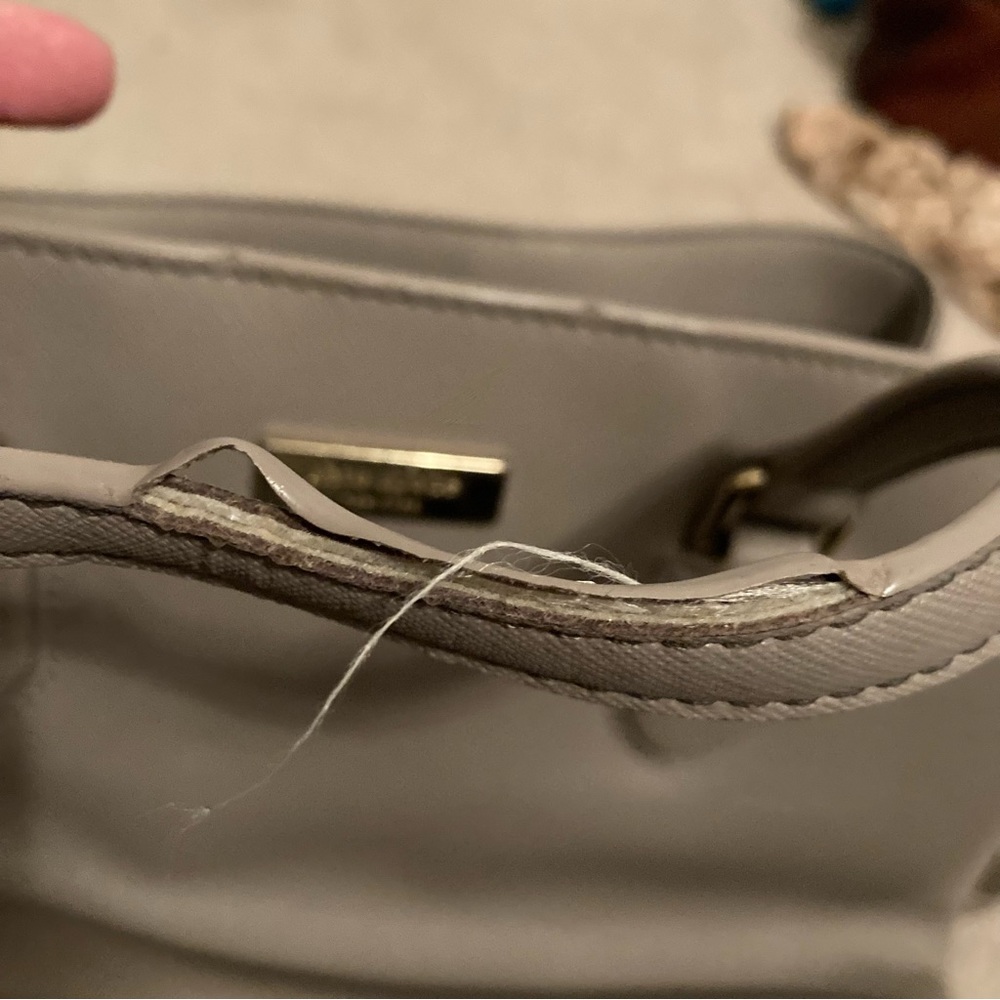 Kate Spade Gray Leather Double Handle Purse - Picture 10 of 10
